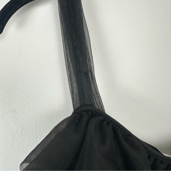 Chic Lingerie Sleepwear Pants One Piece Romper Size Small Black Vintage Ruffle - Picture 7 of 10